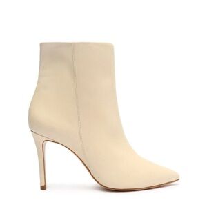 Schutz Mikki Ankle Booties Eggshell Off-White Leather Stiletto Heel Size 9 NIB